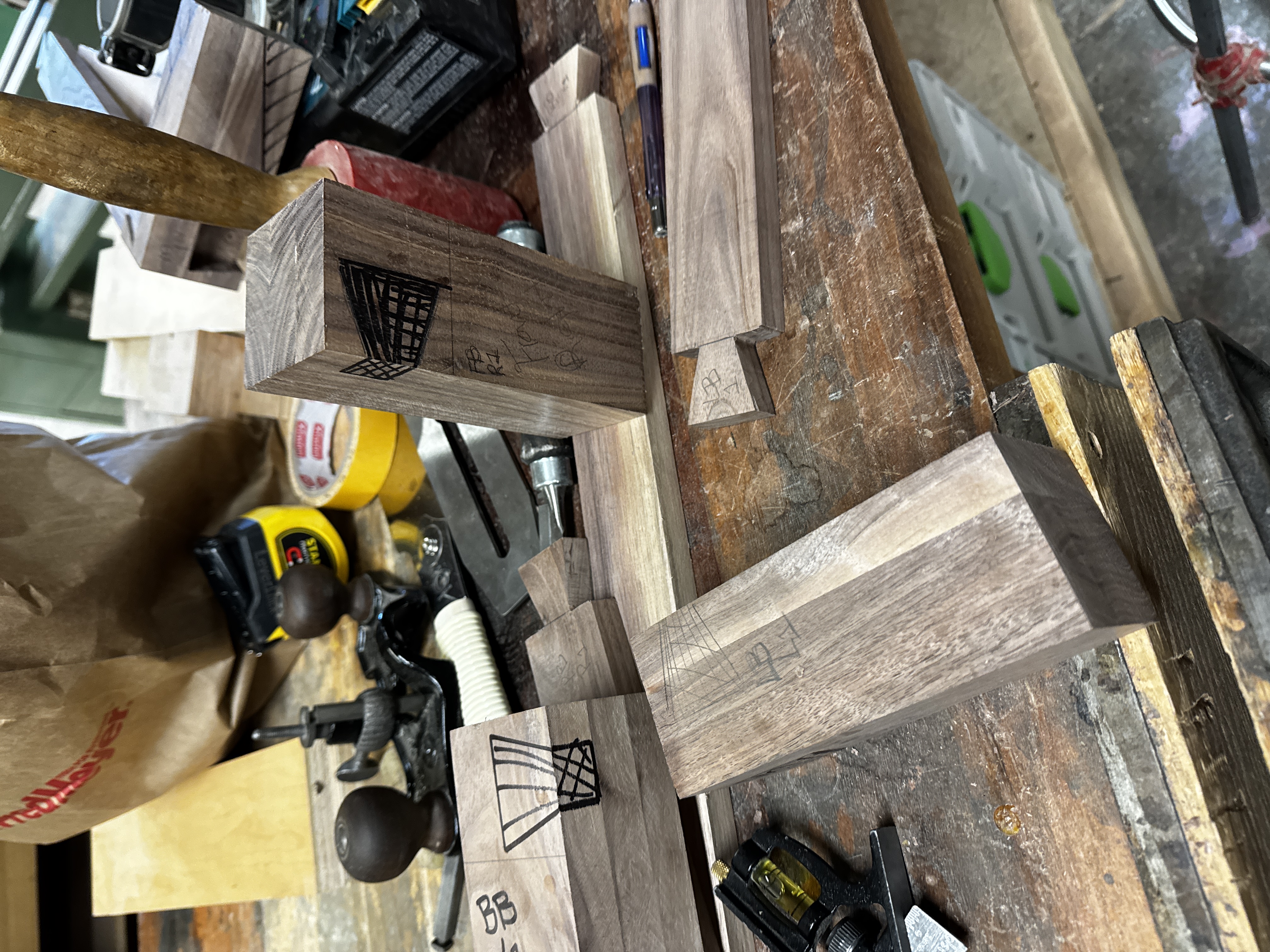 Layout of the legs for the record cabinet.