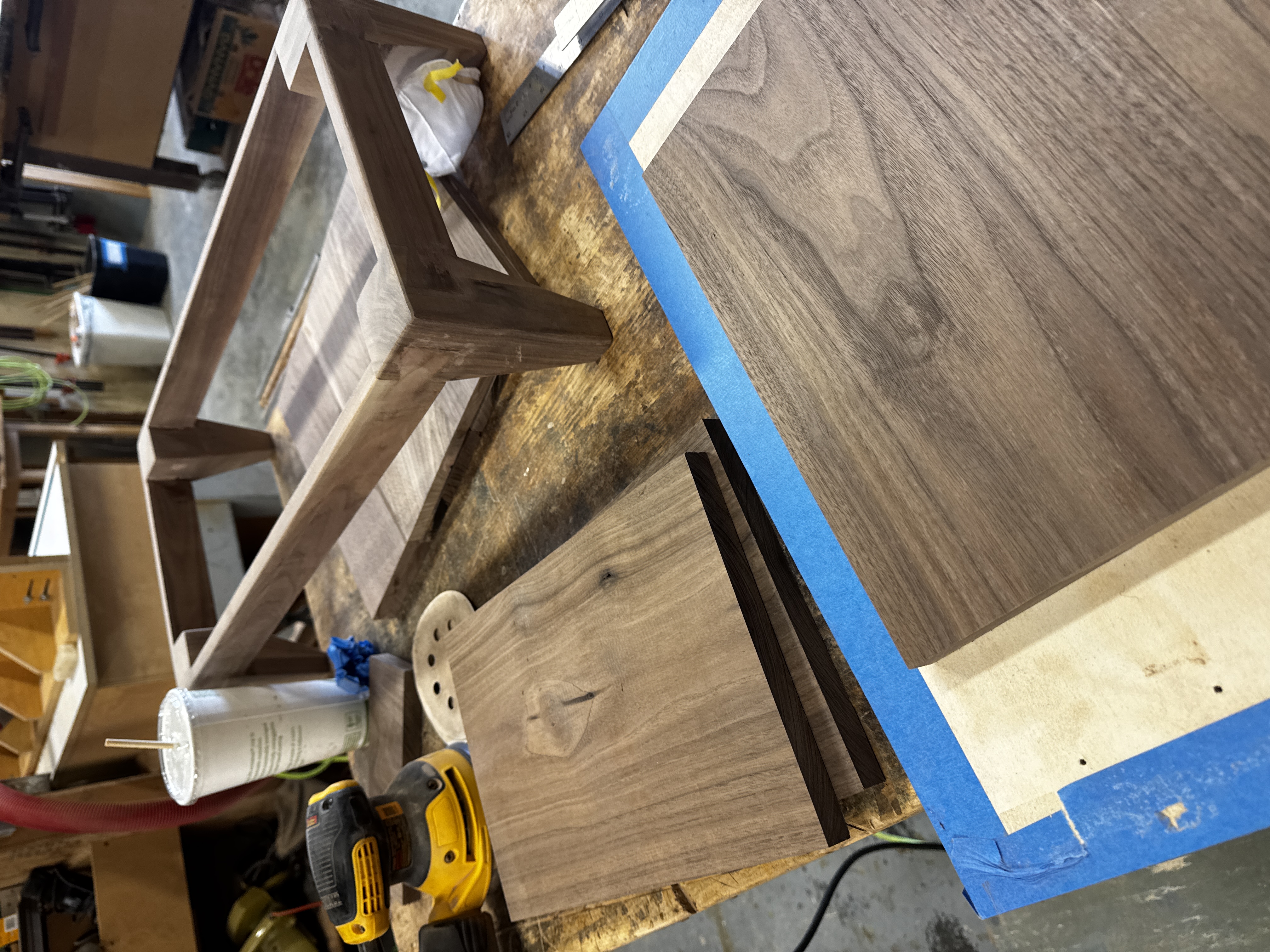 Cutting shelf panels for the record cabinet.